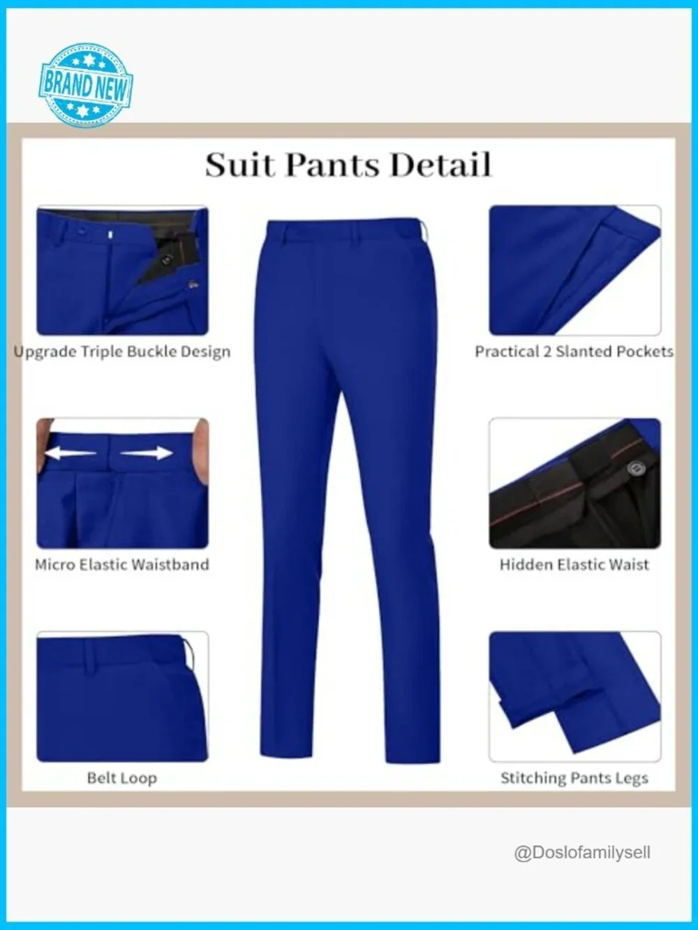 Modern Slim Fit Double Breasted Suit Blazer Pants Formal Business Wedding Tuxedo